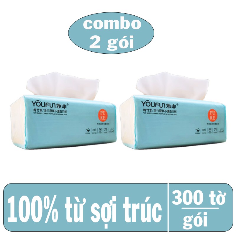 [Combo] 2 gói giấy ăn từ sợi trúc Youfun - siêu mịn, siêu dai